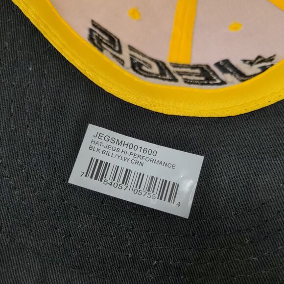 JEGS High Performance Strapback Hat Black Yellow Adjustable Embroidered Logo - Picture 10 of 12